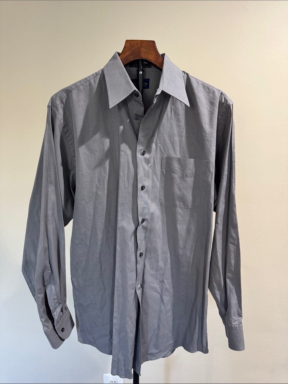 100% Cotton Club Room By Charter Club Men Gray Dress Shirt (Size 16 34/35)